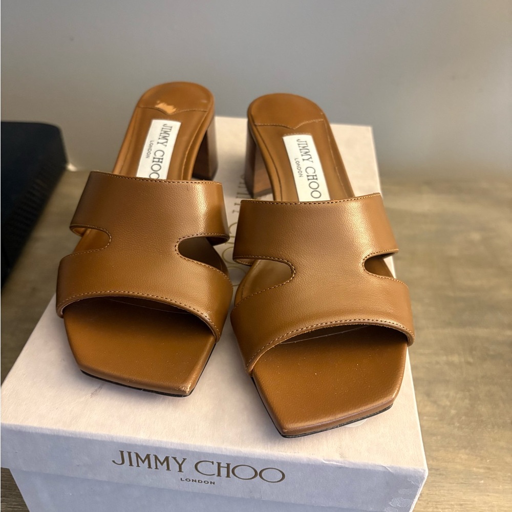 Jimmy Choo Brown Leather Mules